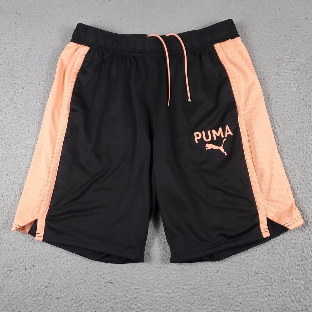 Puma Shorts Mens XL Black Orange Running Training Active Athletic Pockets